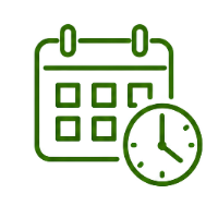 1 2 | Spiffy Clean - Commercial & Office Cleaning Services | Spiffy Clean - Commercial & Office Cleaning Services Green calendar icon with a clock, signaling scheduling or an appointment time.