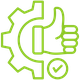 reliability1_80x80 | Spiffy Clean - Commercial & Office Cleaning Services | Spiffy Clean - Commercial & Office Cleaning Services Green gear icon with a thumbs-up inside, indicating approved or preferred settings/configuration