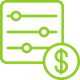 settings_80x80 | Spiffy Clean - Commercial & Office Cleaning Services | Spiffy Clean - Commercial & Office Cleaning Services Green circuit-board icon with a dollar sign coin in the bottom-right corner, suggesting fintech or payment in electronics